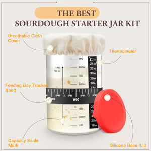 2026 New Product Ideas Eco-Friendly Sourdough Starter Kit <b>Glass</b> with Sourdough Starter Jar Kit Bread Proofing Basket Set - Product Image 3