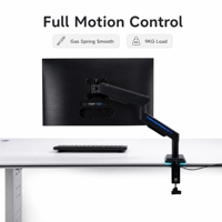 Support de moniteur de bureau entièrement réglable, éclairage LED personnalisable, robuste, pivotant à 360°, en fer non plastifié, ergonomique