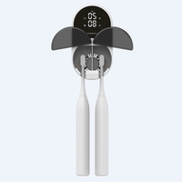 Porte-brosse à dents mural UVC sans perçage avec horloge et ventilateur