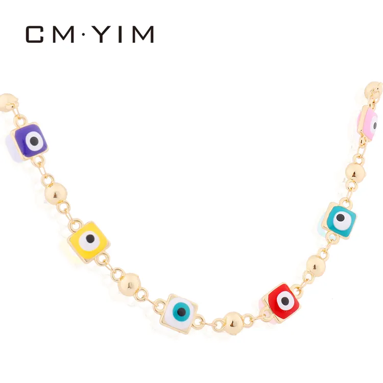 CM YIM Jewelry-collar de acero inoxidable con ojos azules y dorados para mujer, gargantilla de acero inoxidable