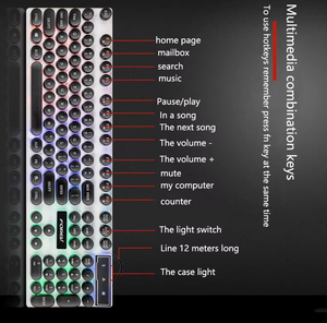 Lvkidron Nhanh Chóng Giao Hàng Quang RGB Bàn Phím Chuột Combos Với Punk Phong Cách Pha Lê Ánh Sáng Phát Ra Điốt Chơi Game Phần Cứng Máy Tính - Product Image 5