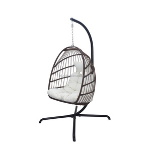 Chaise suspendue en rotin PE de haute qualité pour jardin et extérieur, pliable, en forme d'œuf, pour une durabilité et une sécurité accrues - Product Image 3