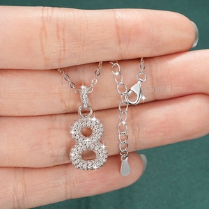 Wholesale Micro Insert Zirconia Angel Number Necklace 14k Gold Filled Full Diamond Number 8 Pendant Jewelry - Product Image 2