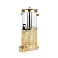 Distributeur de jus de luxe 8L doré, nouveau design, distributeur de boissons rond en verre pour fêtes, traiteur, hôtels, mariages, lait, café, bière, boissons