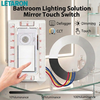 Variateur de luminosité tactile double touche CCT IP20 CE RoHS pour bande LED de miroir, 12/24V 5A 60W 120W, 10-100 niveaux de luminosité