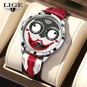 Reloj de Pulsera de Cuarzo de Lujo para Hombre, Nuevo Diseño de Payaso Divertido, Resistente al Agua, con Fase Lunar, Correa de Cuero, Moderno y con Personalidad - Product Image 2