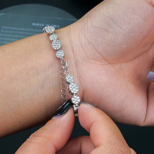 Exquisita Joyería Hip Hop para Hombre y Mujer, Pulsera de Tenis de Plata Sólida 925 con Moissanita VVS, Longitud Ajustable, Regalo para Bodas y Fiestas - Product Image 3