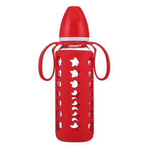 Hot bán nhà máy giá rẻ cấp thực phẩm 240ml 8oz chai thủy tinh bé với Silicone Bìa