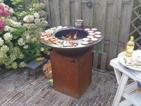 Barbecue au charbon de bois en acier corten pour extérieur, barbecue personnalisé pour jardin et terrasse