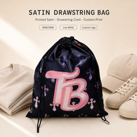 Sac d'emballage en satin marron 20*30 cm avec cordon de serrage pour promotion, logo personnalisé imprimé, pochette de luxe pour rangement de perruques et extensions capillaires