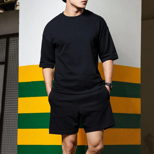Factory Supplier Wholesale Custom Men's Shorts <b>Set</b> Breathable 100% Cotton Summer Two-Piece <b>Twin</b> <b>Set</b> - Product Image 1