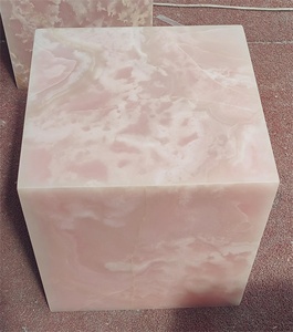 เฟอร์นิเจอร์ห้องนั่งเล่นยุคใหม่ UnionStone โต๊ะข้างสี่เหลี่ยมหินออนิกซ์สีชมพู โต๊ะข้างหินอ่อนหรูหรา โต๊ะฐานหินอ่อนออนิกซ์ - Product Image 4