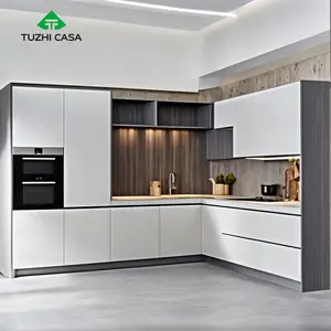 Armário de cozinha estilo TUZHI CASA 2024 fornecedor externo armário de cozinha modular moderno em madeira para ilha