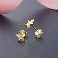 Bijoux en or brésilien, vente en gros, argent 925, zircone cubique, étoile, boucles d'oreilles d'été