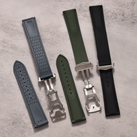 Bracelet de montre en caoutchouc FKM à texture toile de voile MZDTIMK 20mm 21mm 22mm à dégagement rapide avec fermoir déployant