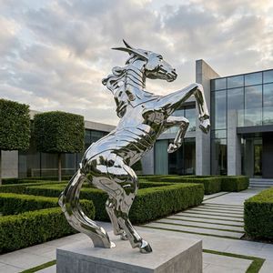 Escultura de Caballo de Acero Inoxidable, Moderna, Pulida, Geométrica en 3D, Estatua de Animal, Color Personalizado, Decoración de Jardín Exterior para Parque o Plaza - Product Image 5