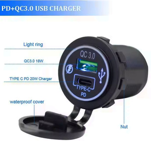 12V USB C Car Charger QC3.0 sạc nhanh cổng kép ổ cắm cho xe tải RV thuyền Marine xe máy Outlet phụ kiện - Product Image 5