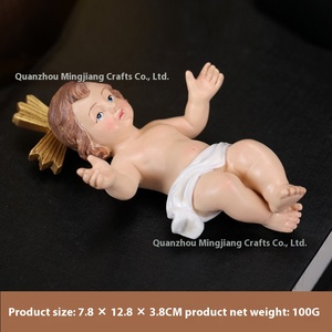 Set Regalo Battesimo Religioso con Scena della Natività in Poliresina Nascita di Gesù Bambino Artigianato in Resina - Product Image 6