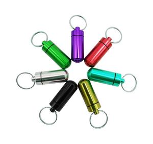 Waterproof Aluminum Pill Box Case Bottle Cache Drug Holder Keychain Container Color Random