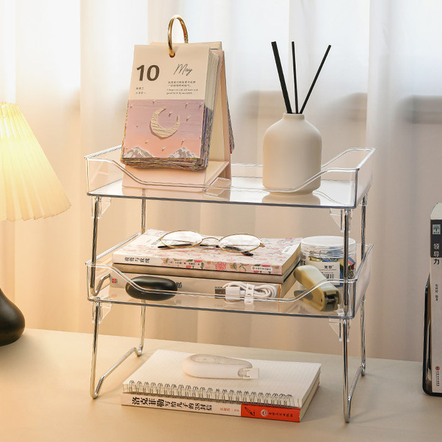 Acrylic Storage Rack Desktop Desk Bookshelf Desk Storage Multi-layer Shelf Customizable Factory Hot Selling New Model