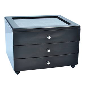 Boîte <span class=keywords><strong>à</strong></span> <span class=keywords><strong>bijoux</strong></span> noire multicouche <span class=keywords><strong>avec</strong></span> <span class=keywords><strong>miroir</strong></span> <span class=keywords><strong>intégré</strong></span> |   Organisateur <span class=keywords><strong>à</strong></span> 2 tiroirs pour bagues/boucles d'oreilles/colliers - Product Image 2