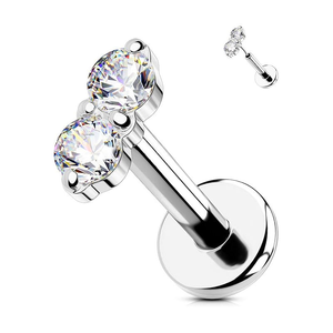 Últimos Pendientes de <span class=keywords><strong>Dos</strong></span> Circonitas JC-FP729 de Titanio, Piercing Labret sin Rosca, Joyería para <span class=keywords><strong>Labio</strong></span>, Cartílago de Oreja, Hélice, Boda - Product Image 3