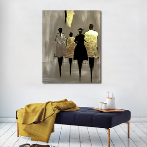 Nordische Abstrakte Kunst Goldene Figuren Dekoratives Gemälde Wohnzimmer Hintergrundwand Eingangsbereich Ölgemälde Wandbehang - Product Image 4