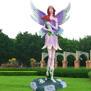 Decorazione del giardino all'aperto puntelli di fata del fiore della resina puntelli di nozze della statua di angelo della vetroresina