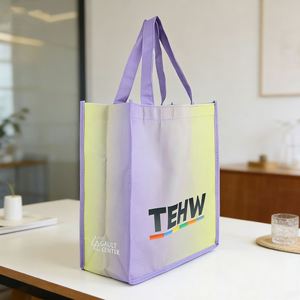Sac fourre-tout en coton imprimé en couleur personnalisée avec poignées en corde naturelle, sac réutilisable pour la vente au détail et les cadeaux - Product Image 3