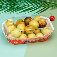 Toowin OEM/ODM Vente en gros emballage de fruits plateau de bateau en papier fraise raisin cerises nourriture garder frais boîte en papier plateaux sans couvercle