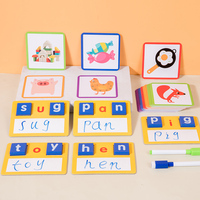 Bloque de letras Flashcard de madera educativo para niños para ortografía y escritura a mano patrón de dibujos animados juguete para niños y niñas