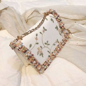 I-0390 Girls Summer Autumn Winter Fashion Handbag Elegant Candy Embroidery PU Single Strap <b>Mini</b> Chain Zip Crossbody Bag for - Product Image 2