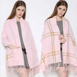 2020 新款时尚亚克力羊绒围巾女冬季针织平纹优质披肩围巾