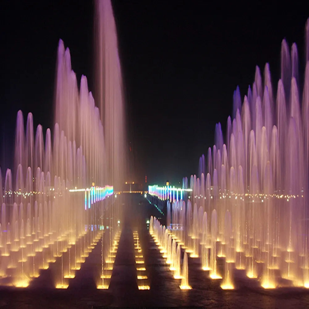 Kustom Fuente Al Aire Libre Dancing Water Show RGB Cahaya Persegi/Mall Dry Deck Lantai Fountain