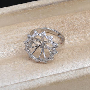 Support de bague réglable en argent S925, accessoire DIY, demi-produit 13-14, support en T pour pierre, JG5749, plaqué or, pour bijoux en perles - Product Image 4