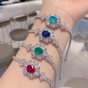Bulk Wholesale Orders Eco-friendly <b>Copper</b> 8*10mm Multicolor Cubic Zirconia Vintage Imitation Gemstone Chain <b>Bracelets</b> - Product Image 1