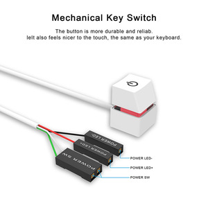 Câble d'extension de commutateur d'alimentation externe pour ordinateur avec indicateur LED et capuchon de touche blanc pour le contrôle du boîtier d'ordinateur de bureau - Product Image 5