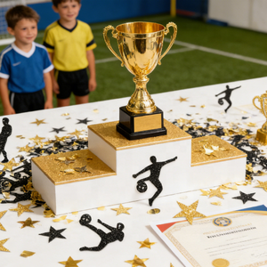 Confettis de football noir et or scintillants, <span class=keywords><strong>d</strong></span>écorations de table sur le thème du sport, confettis de fête <span class=keywords><strong>d</strong></span>'anniversaire, trophée de joueur de football, étoile - Product Image 3