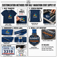 Kit d'accessoires personnalisés pour événement de course de marathon : Médaille de finisseur, T-shirt, Sac à cordon, Serviette, Dossard, Logo personnalisé, Équipement de course