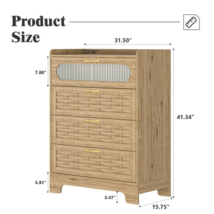 ตู้ลิ้นชักไม้ 4 ชั้น ขนาดใหญ่ แบบโมเดิร์น สำหรับจัดเก็บของในห้องนอน - Product Image 4