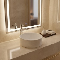 Lavabo vasque rond moderne à poser, en céramique brillante, écologique, pour salles de bain, meubles-lavabos et hôtels