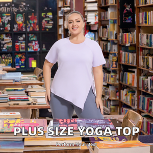 Women's Plus Size Breathable Eco-Friendly Crew Neck Pilates Training Top Slit Short-Sleeved <b>Yoga</b> <b>T</b>-<b>Shirt</b> Fitness Sportswear - Product Image 2