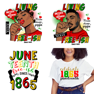 Nouvel arrivage 1865 juneenth t-shirt noir <span class=keywords><strong>histoire</strong></span> <span class=keywords><strong>afrique</strong></span> filles DTF impression transfert de chaleur pour bricolage T-shirts - Product Image 1