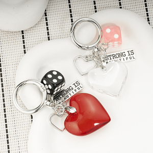 Portachiavi di Lusso per San Valentino, Charm a Forma di Cuore Rosso Trasparente Kawaii, Decorazione in Resina a Forma di Cuore Argentato, Ciondoli a Forma di Palla da Biliardo - Product Image 6