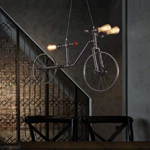 Retro công nghiệp Mặt dây chuyền steampunk đèn, cổ xe đạp Loft treo đèn, cổ điển ống nước rèn Đèn trần sắt - Product Image 5