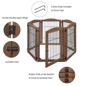 Unipaws Extra Wide 6-Panel Foldable <strong>Wooden</strong> Safe Pet <strong>Gate</strong> 5 Support Feet Indoor/Outdoor Freestanding Playpen <strong>Stairs</strong> Barrier for - Product Image 5