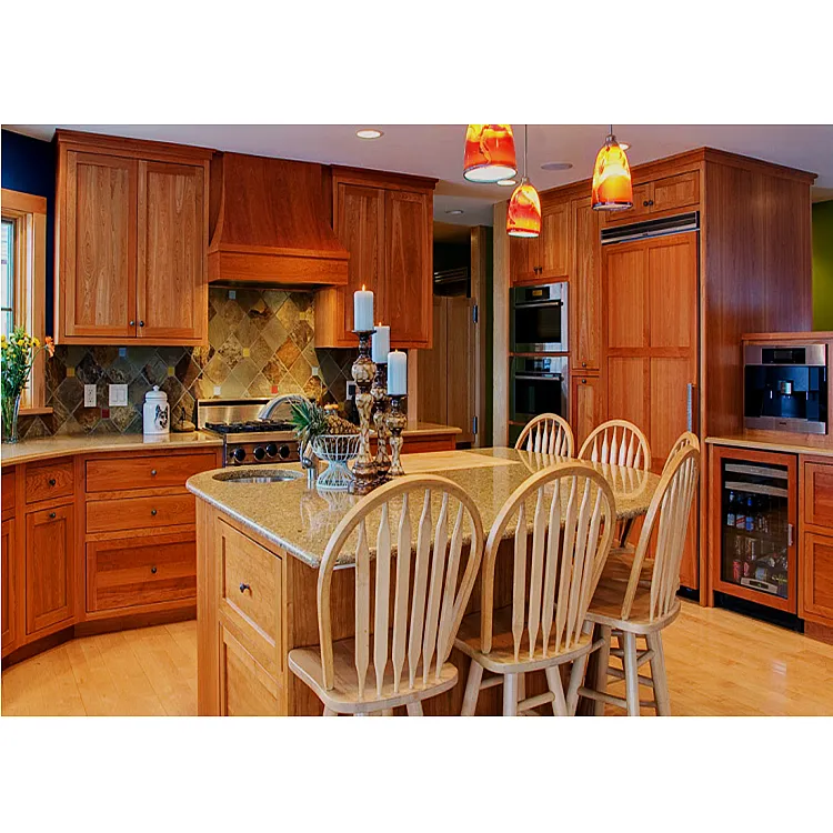 American Shaker Style Noble Traditional Design Cherry Solid Wood Customized Directly Factory Kitchen Cabinets