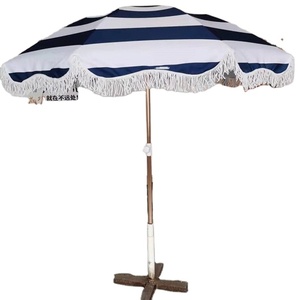 Toldo de lona de lujo Premium para playa, sombrilla portátil con marco de aluminio, con borlas - Product Image 1