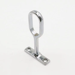 Supporto Ovale Cromato per Asta <span class=keywords><strong>Armadio</strong></span>, Supporto per Tubo Guardaroba, Staffa di Sostegno per Tubo Ovale - Product Image 3