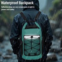 Tas Ransel Dry Bag Anti Air 20L dengan Logo Custom dan Kantong Jala untuk Wanita Pria, Cocok untuk Surfing, Hiking, dan Berperahu